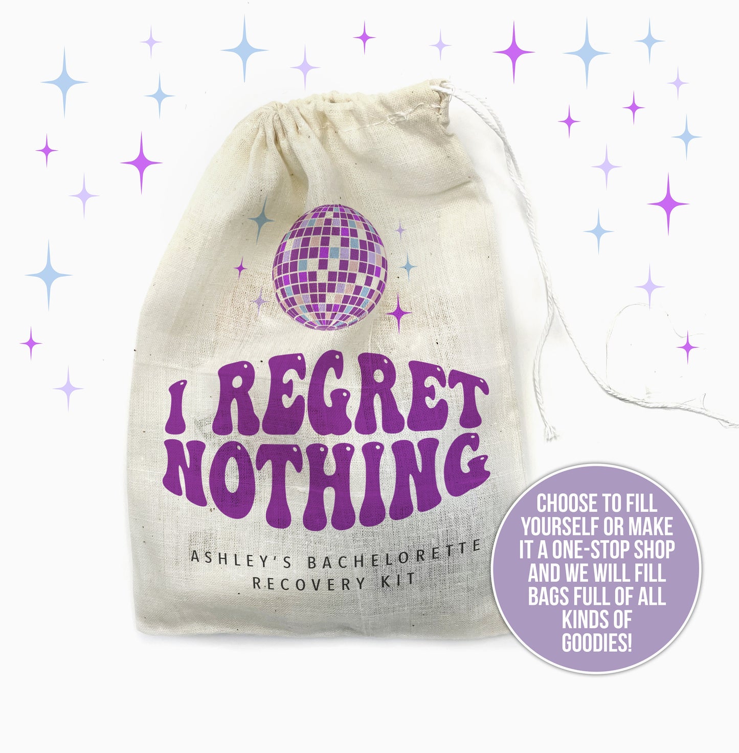 let's go girls disco i regret nothing bachelorette recover hangover kit recovery retro kit bachelorette birthdays hangover recovery kit