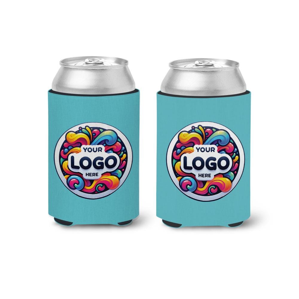 Custom Logo Can Cooler – Add Your Own Image or Business Logo – Personalized Slim Regular Size Can Coolie – Promotional Swag, Corporate Favor