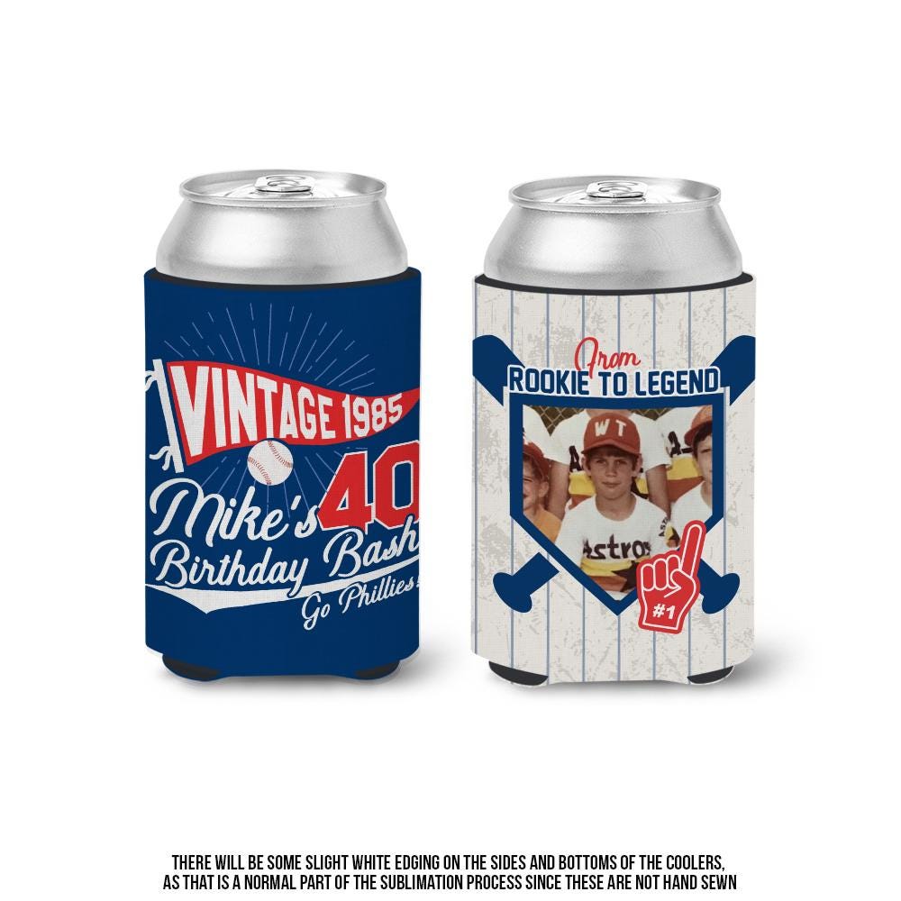 40th birthday photo slim or regular can coolie baseball theme birthday bash baseball game tailgate birthday party for 40th 50th 60th 30th