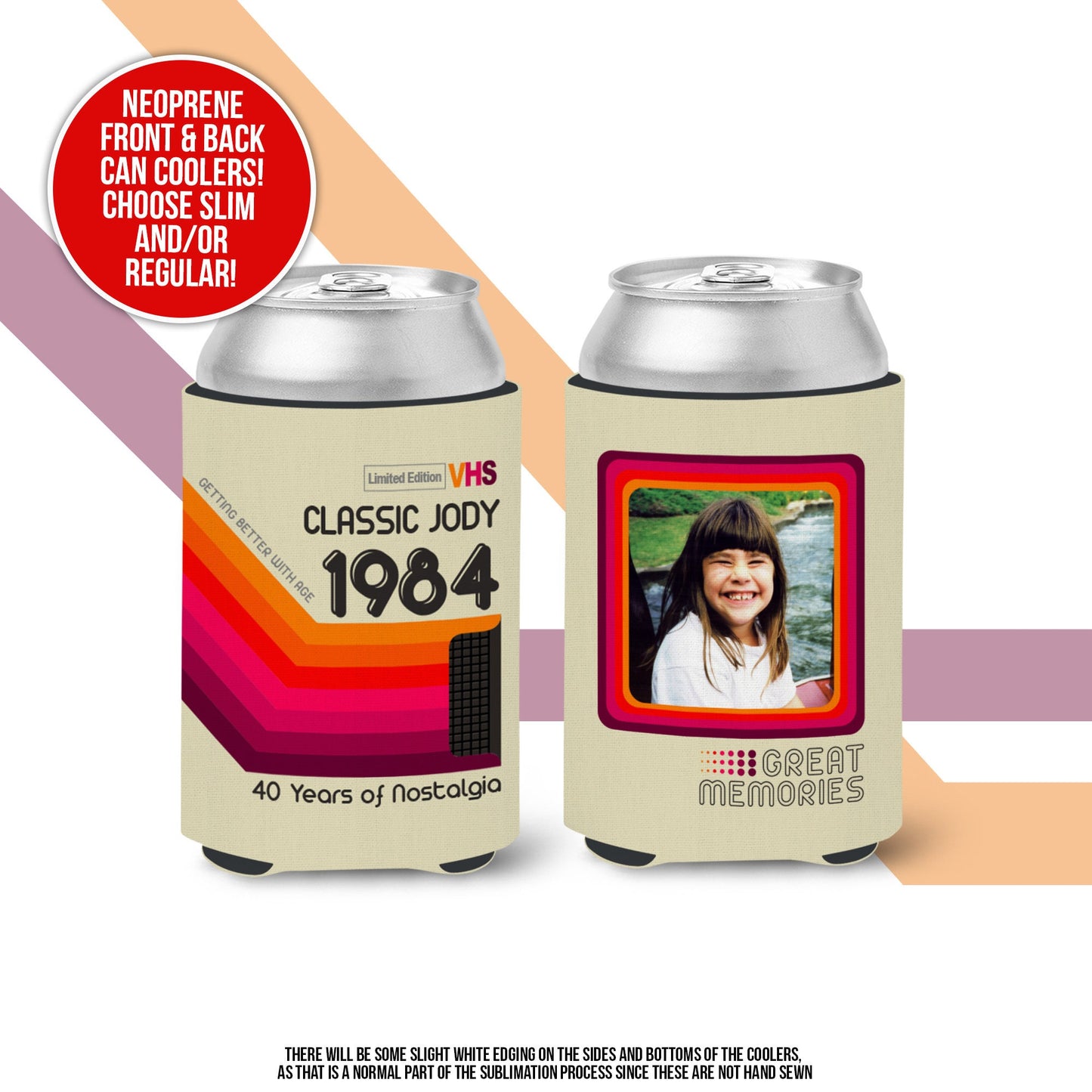 40th birthday photo slim or regular can coolie | personalized classic nostalgia can cooler | any age birthday party favor can cooler retro