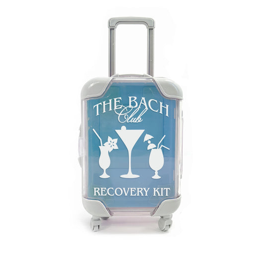 the bach club bachelorette party mini suitcase party favors destination bachelorette parties travel kits recovery kits DIY cases