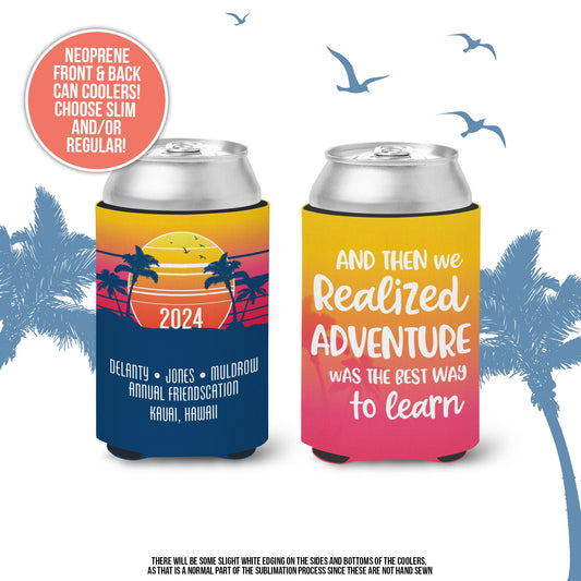 vacation can coolers | family reunion huggies | can coolers vacation favor | adventure can coolies MCC-059
