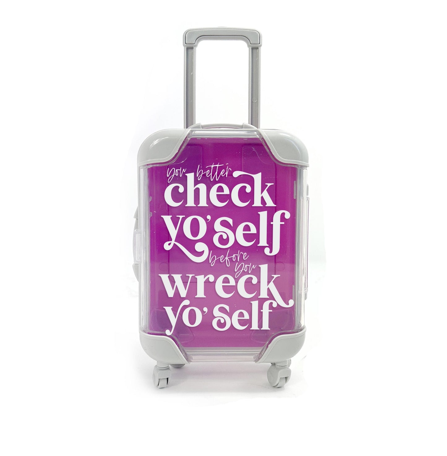 check yourself funny mini suitcase travel kit for milestone birthdays bachelor parties weddings DIY fill with favorite travel essentials