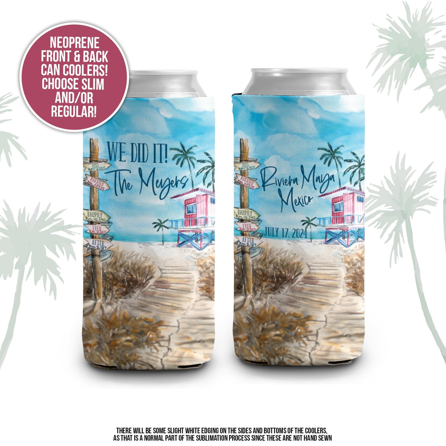 wedding favors destination wedding can coolers beach destination watercolor beach destination wedding favor coolers MCC-181