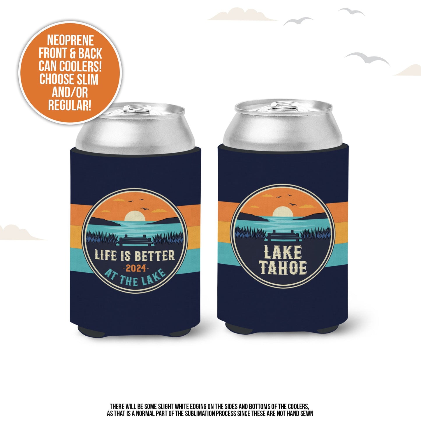 Vacation can coolies | life is better at the lake vacation can coolers | lake trip personalized slim or regular size can coolies MCC-278