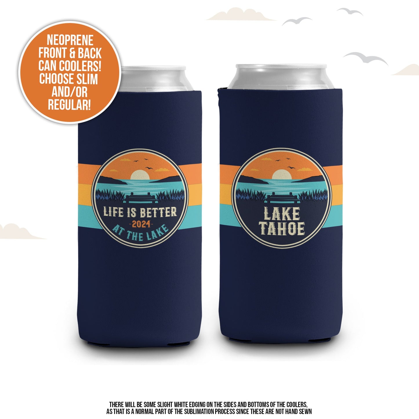 Vacation can coolies | life is better at the lake vacation can coolers | lake trip personalized slim or regular size can coolies MCC-278