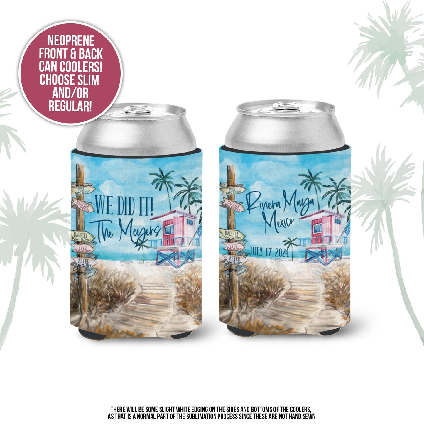 wedding favors destination wedding can coolers beach destination watercolor beach destination wedding favor coolers MCC-181