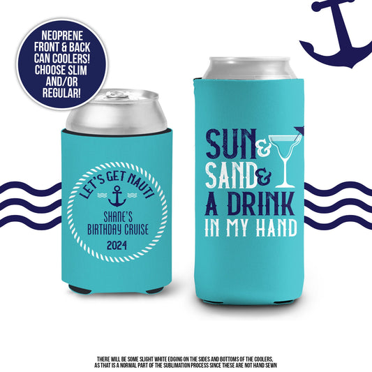 vacation can coolers | beverage insulator nautical can coolers spring break | great for family and friends vacation MCC-001