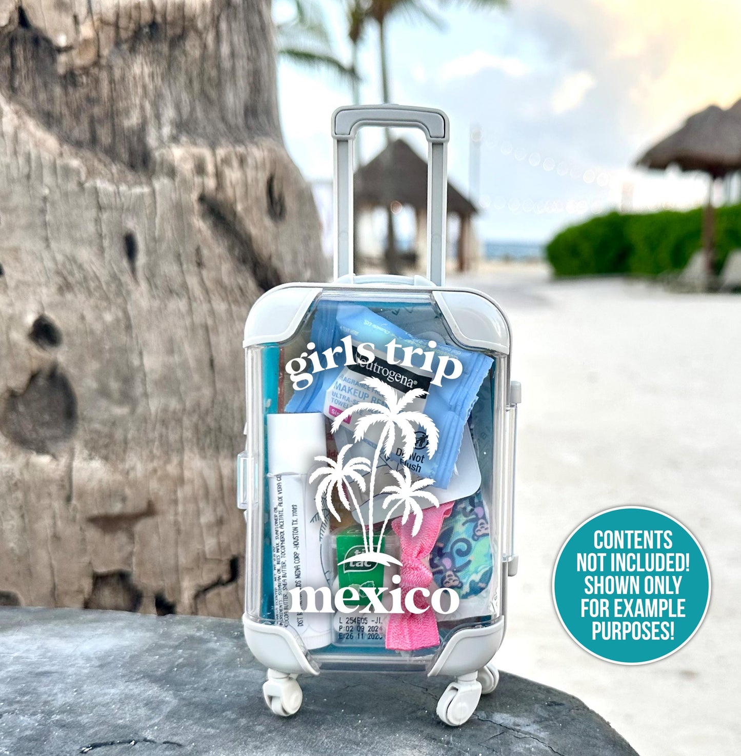 mexico girls trip travel mini suitcase party favors travel kit birthday girls destination travel kit birthday girls trip survival kit