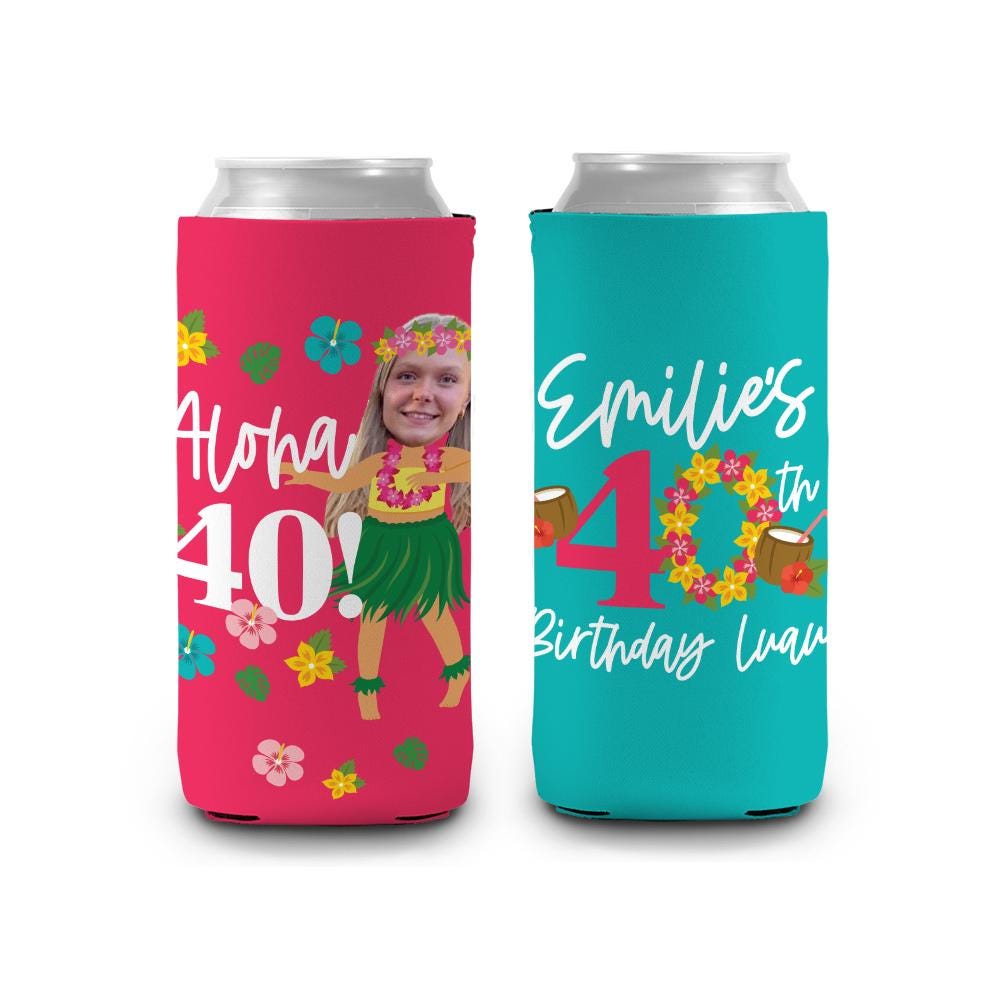 birthday luau can coolers funny photo can coolers luau face cutout can coolies for 40th birthday 30th birthday 50th luau party favor