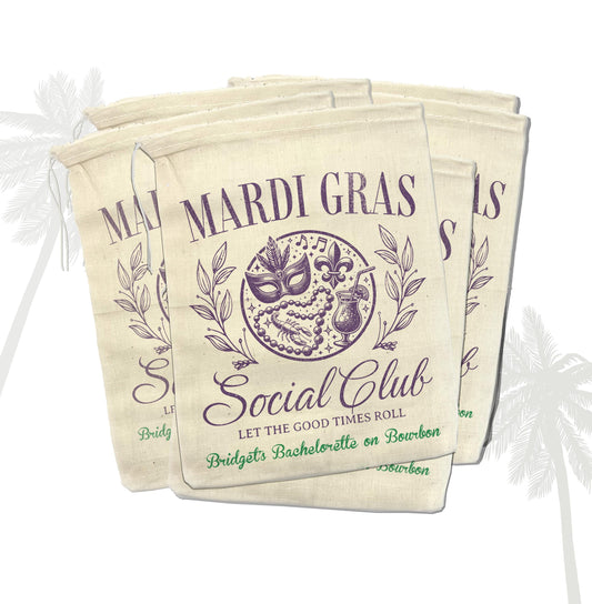 Mardi Gras Bachelorette Party Favors Hangover Recovery Kit bags Mardi Gras Social Club Hangover Survival Kits for Bachelorette on Bourbon