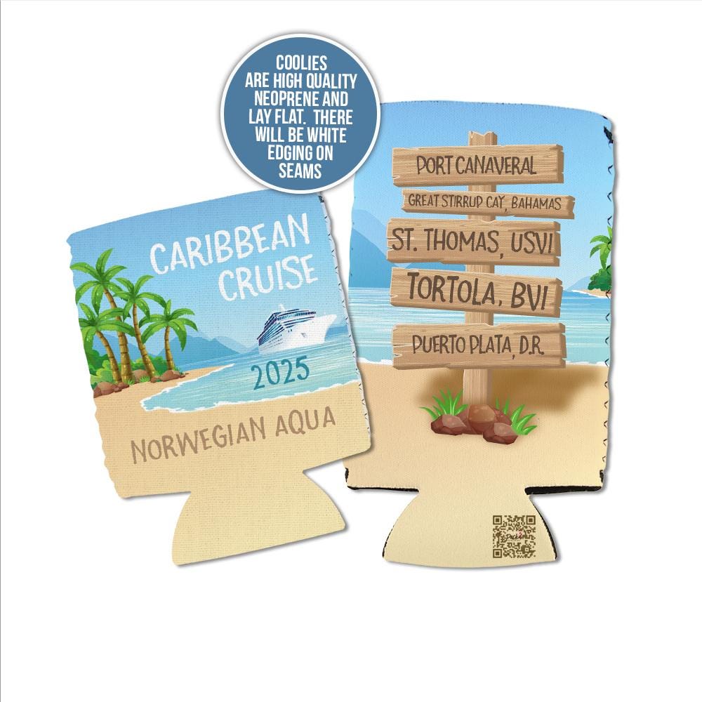 Vacation Can Coolers | Cruise Coolies Cruise Trip Gifts Exchange Gifts | Birthday Trip Favors Family Cruise Regular Slim Can | MCC-058