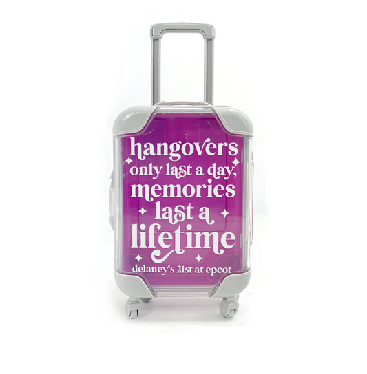 memories last a lifetime hangover recovery kit mini suitcase bachelorette birthday parties recover hangover kits with or without supplies