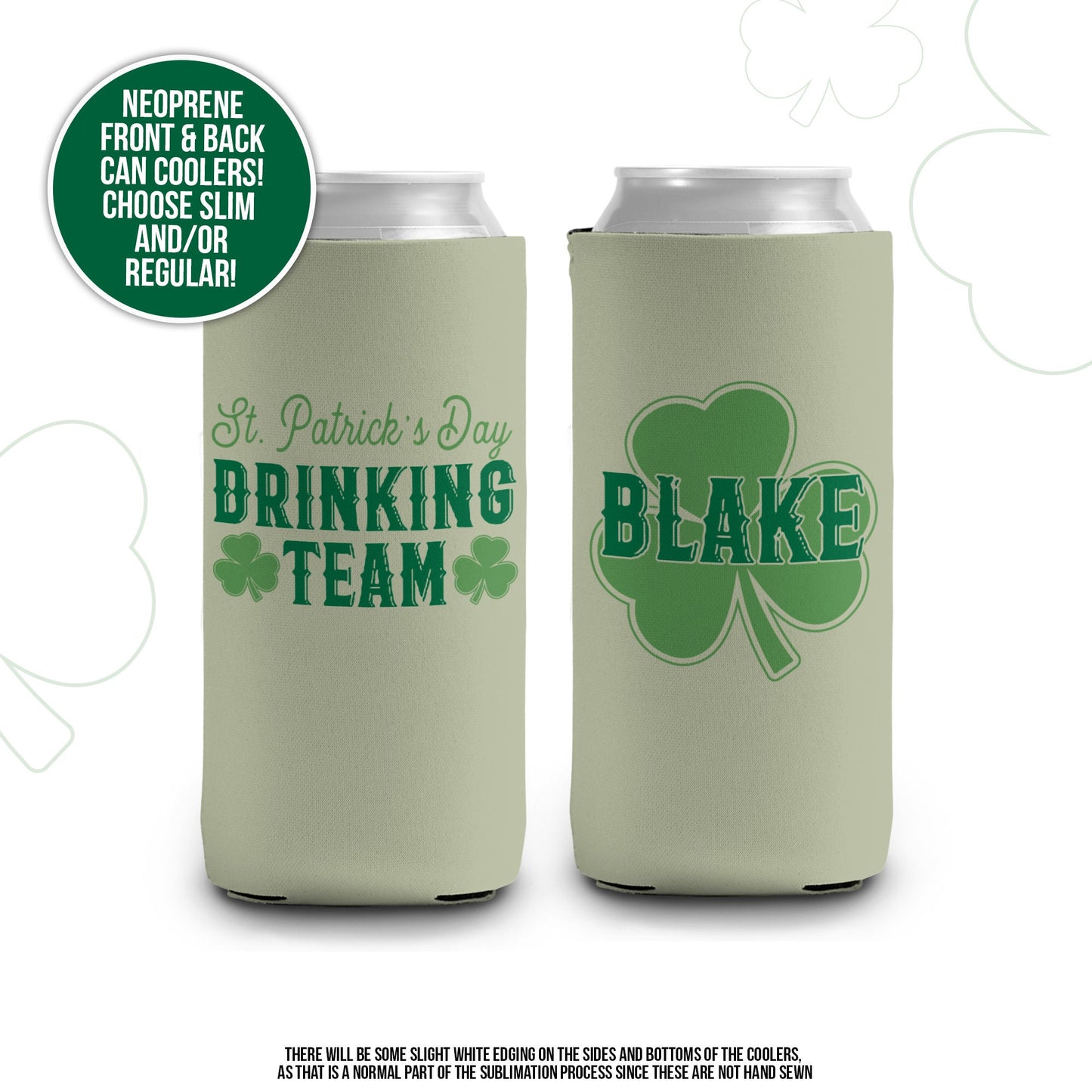 St. Patrick's Day can coolies | drinking team st. patrick's day personalized beverage insulators | st. patty's day parade can coolie MCC-079