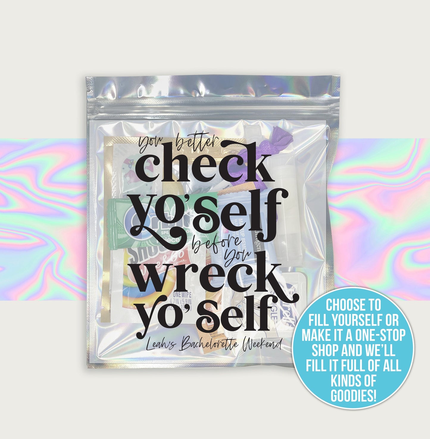 bachelorette recovery hangover survival kit party favors birthday recovery kit check yo'self before your wreck yo' self funny hangover kit