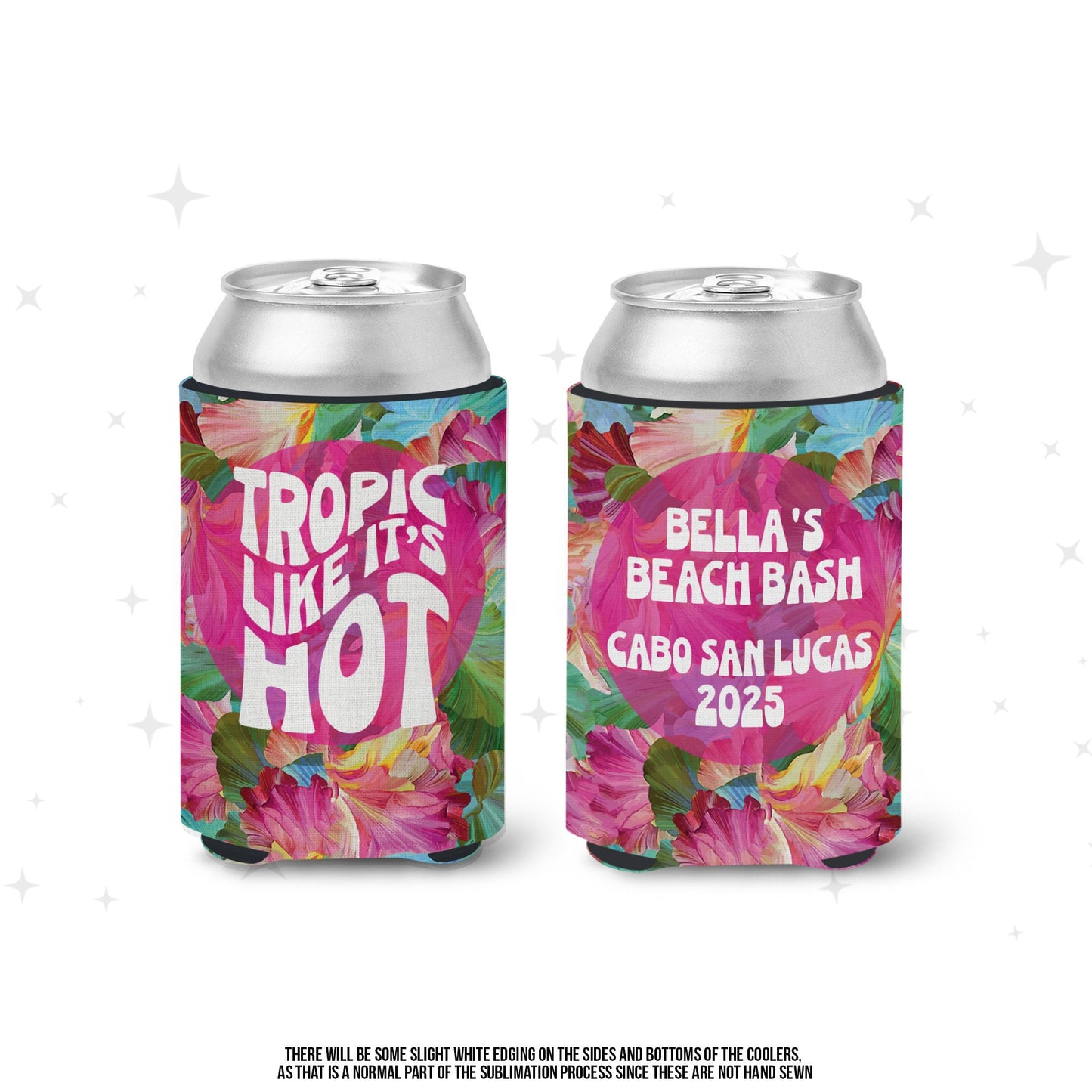 vacation tropical vacation birthday tropic like it's hot can coolies party favors travel can coolers vacation tropical fun bright coolie