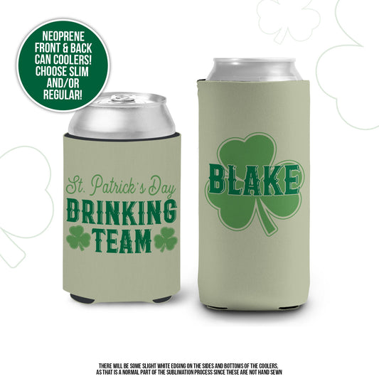 St. Patrick's Day can coolies | drinking team st. patrick's day personalized beverage insulators | st. patty's day parade can coolie MCC-079