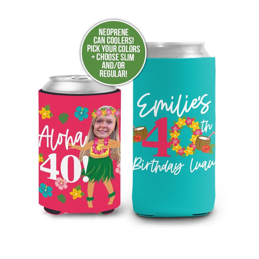 birthday luau can coolers funny photo can coolers luau face cutout can coolies for 40th birthday 30th birthday 50th luau party favor