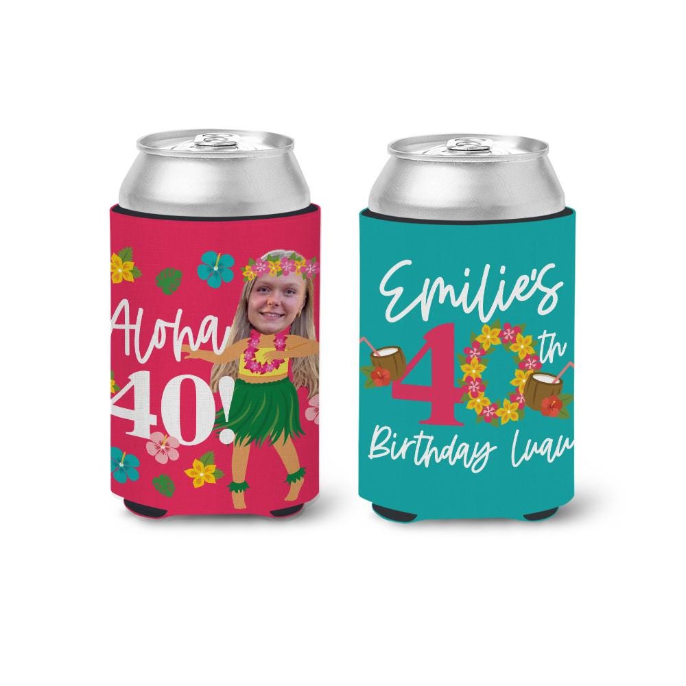 birthday luau can coolers funny photo can coolers luau face cutout can coolies for 40th birthday 30th birthday 50th luau party favor