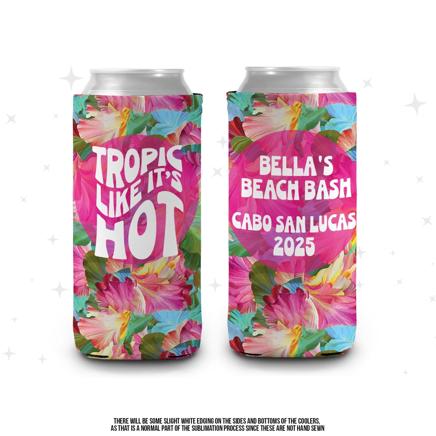 vacation tropical vacation birthday tropic like it's hot can coolies party favors travel can coolers vacation tropical fun bright coolie