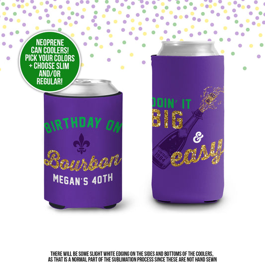 40th birthday on bourbon can coolies big easy birthday can coolers for milestone birthday nola can coolers party favors new orleans birthday