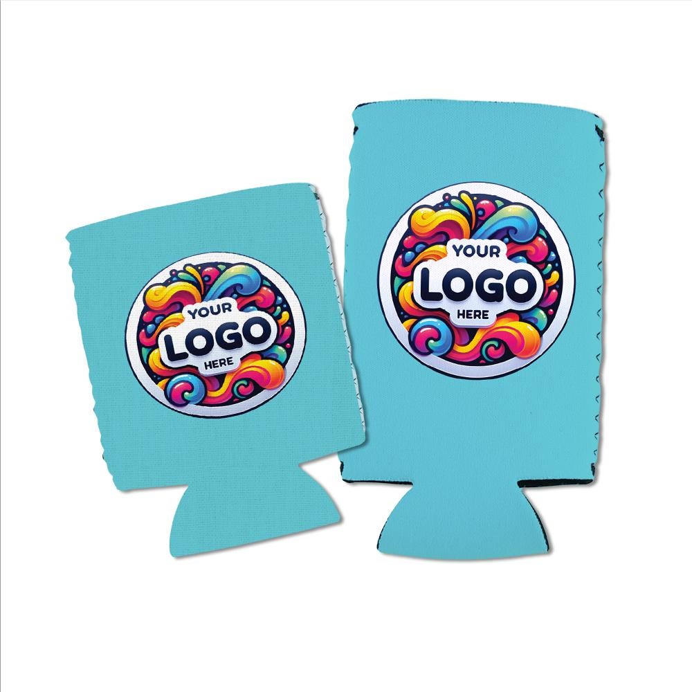 Custom Logo Can Cooler – Add Your Own Image or Business Logo – Personalized Slim Regular Size Can Coolie – Promotional Swag, Corporate Favor