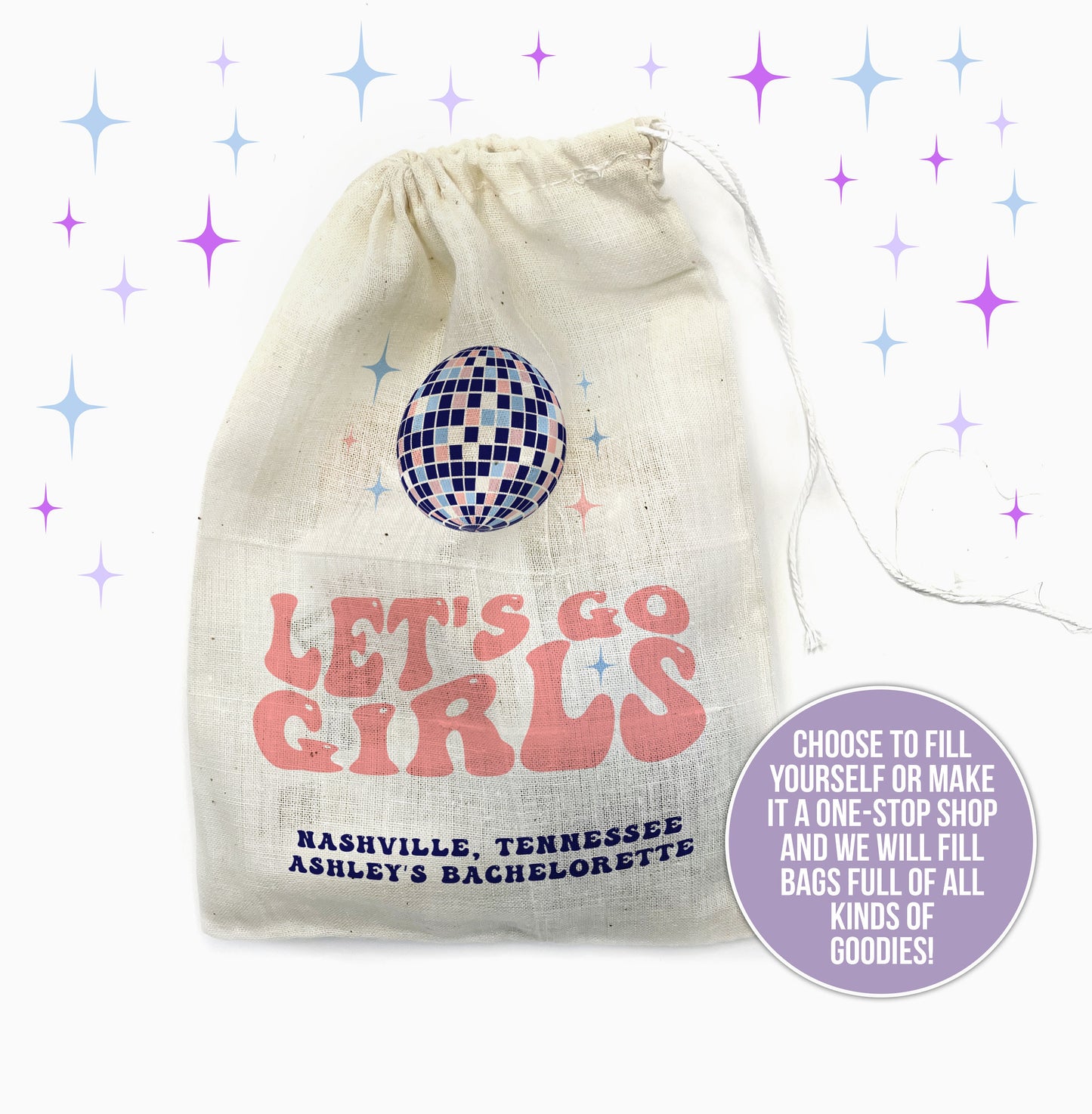 let's go girls nashville bachelorette recover hangover kit recovery retro disco kit bachelorette birthdays hangover recovery bag travel kit