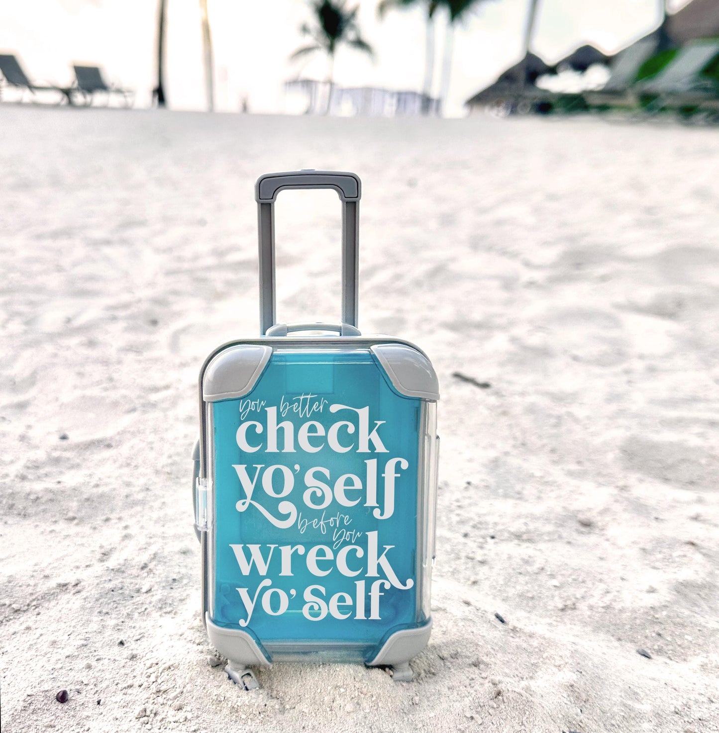 check yourself funny mini suitcase travel kit for milestone birthdays bachelor parties weddings DIY fill with favorite travel essentials