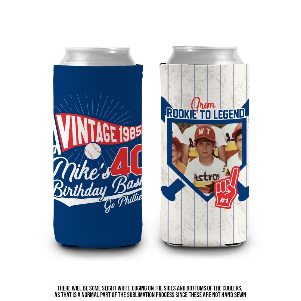 40th birthday photo slim or regular can coolie baseball theme birthday bash baseball game tailgate birthday party for 40th 50th 60th 30th