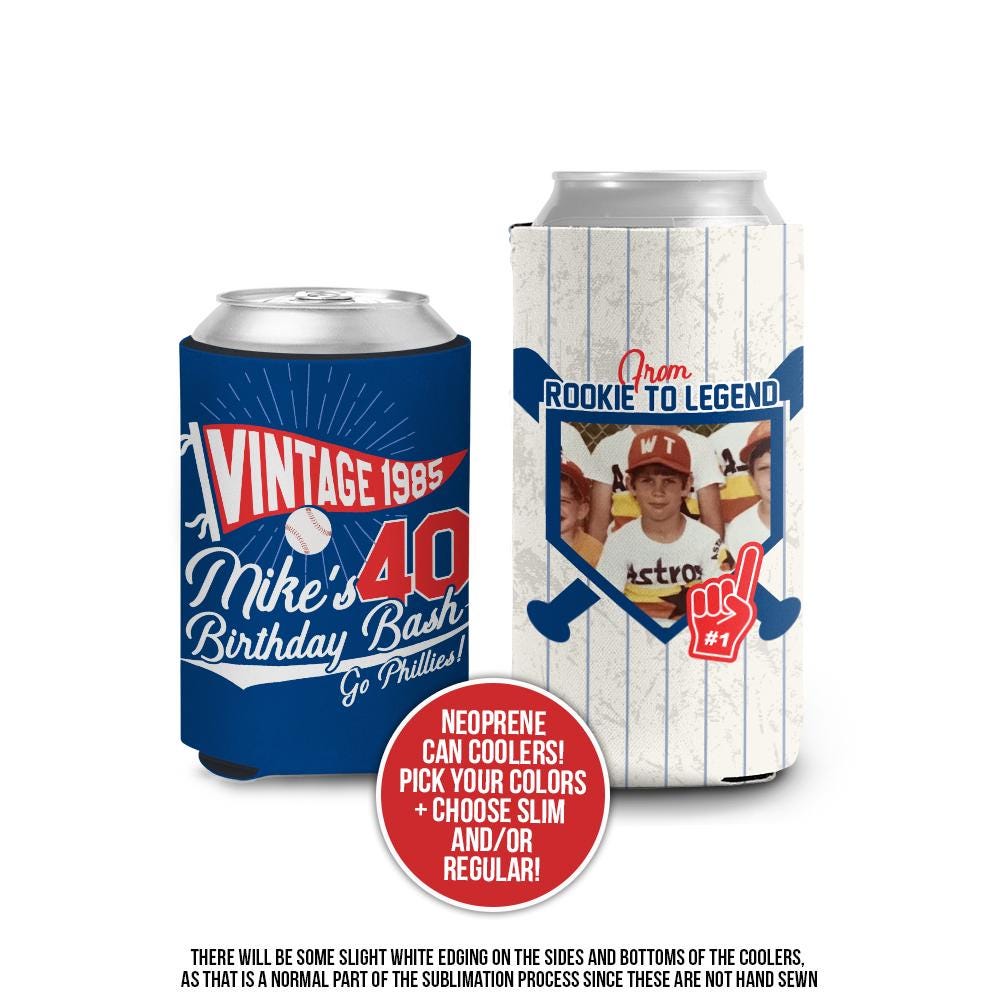 40th birthday photo slim or regular can coolie baseball theme birthday bash baseball game tailgate birthday party for 40th 50th 60th 30th