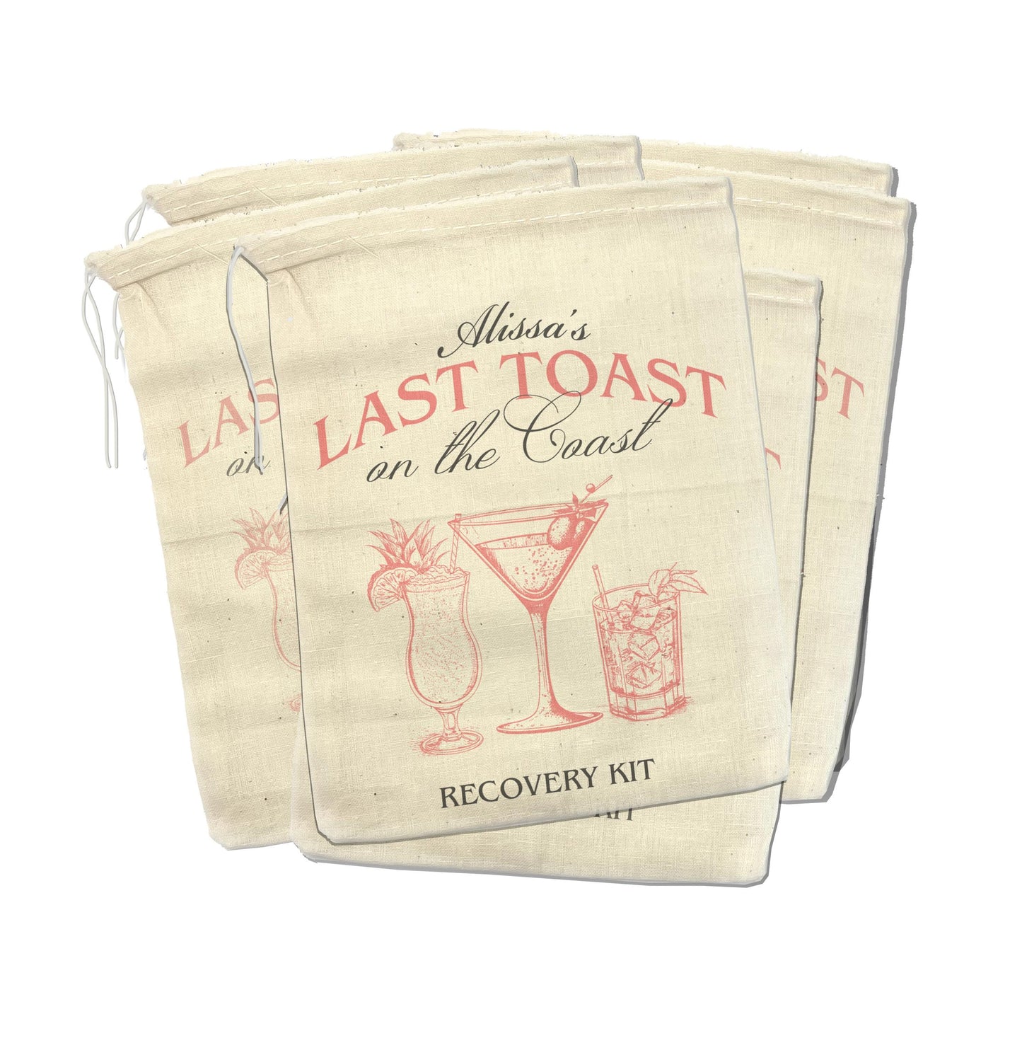 last toast on the coast party favors hangover kit recovery kit fun bachelorette party kit bags for travel coastal luxury social bachelorette