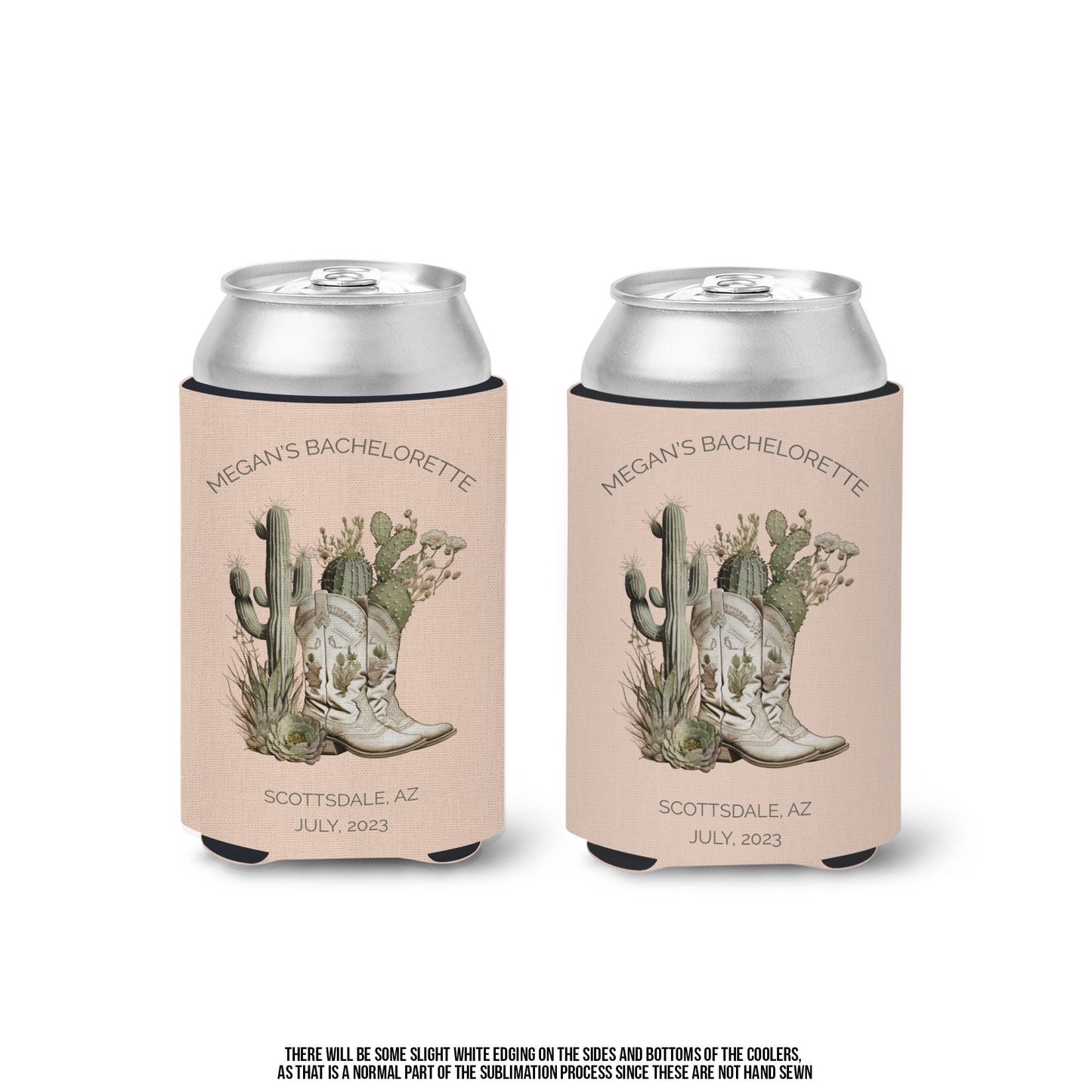 desert cowboy theme bachelorette party can coolies coolers party favors regular or slim desert scottsdale personalized can coolers MCC-234
