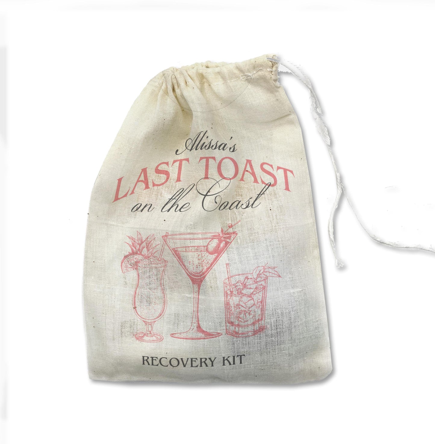 last toast on the coast party favors hangover kit recovery kit fun bachelorette party kit bags for travel coastal luxury social bachelorette