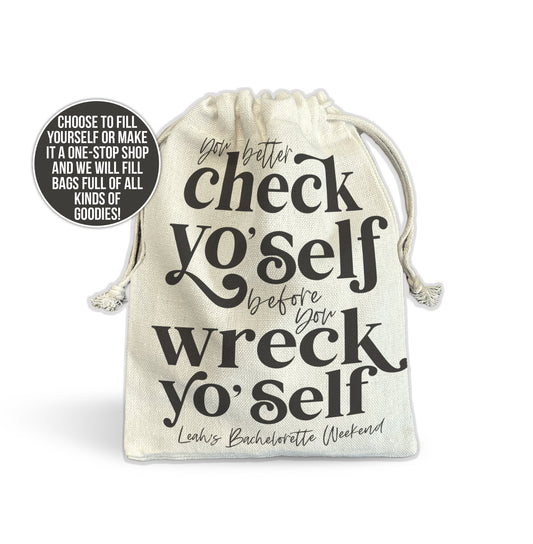 bachelorette party hangover kit check yo self before you wreck yo self funny complete recovery hangover kit bachelor parties survival kit