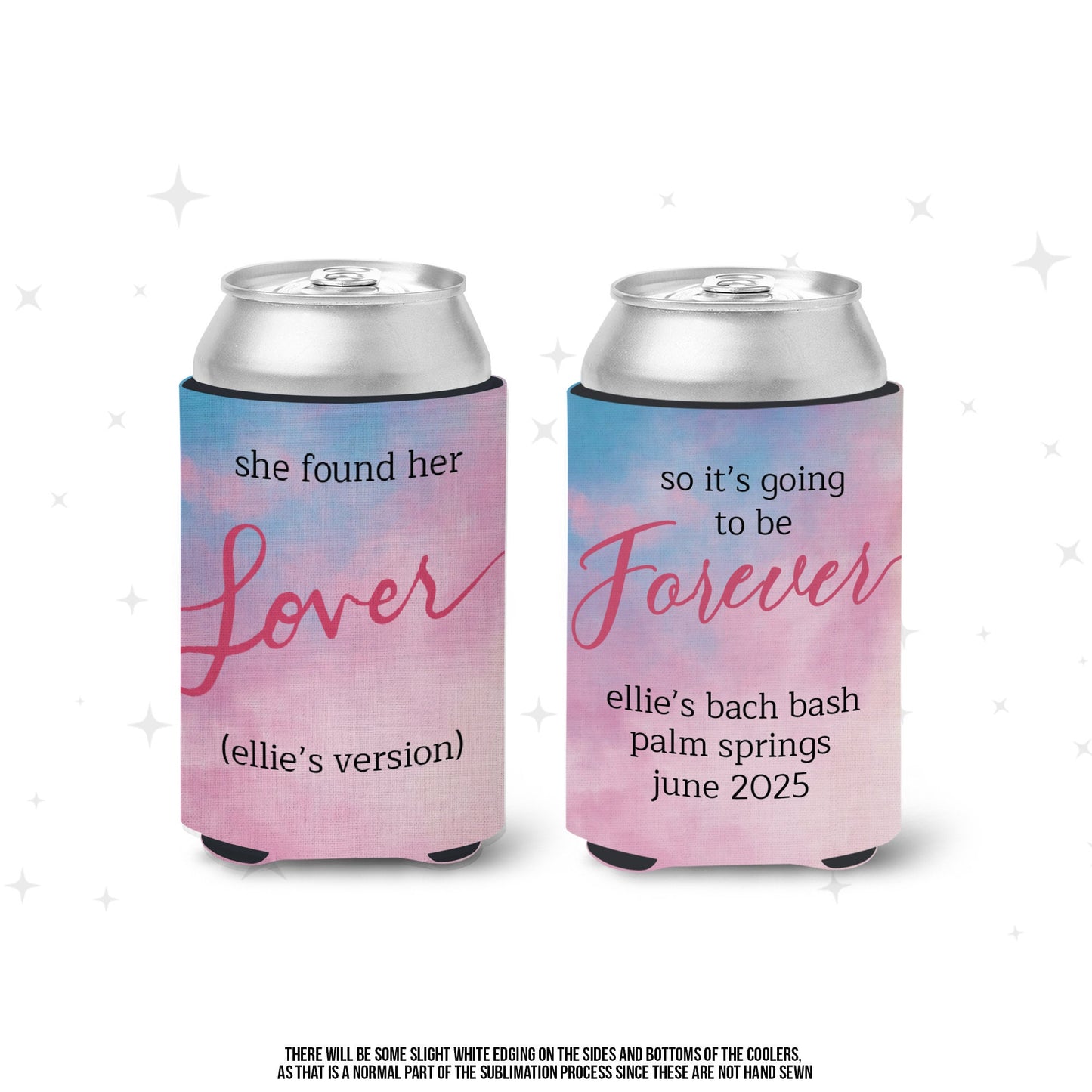 lover theme bachelorette party favors can coolers lover inspired bach party can coolies she found her lover personalized bach can coolies