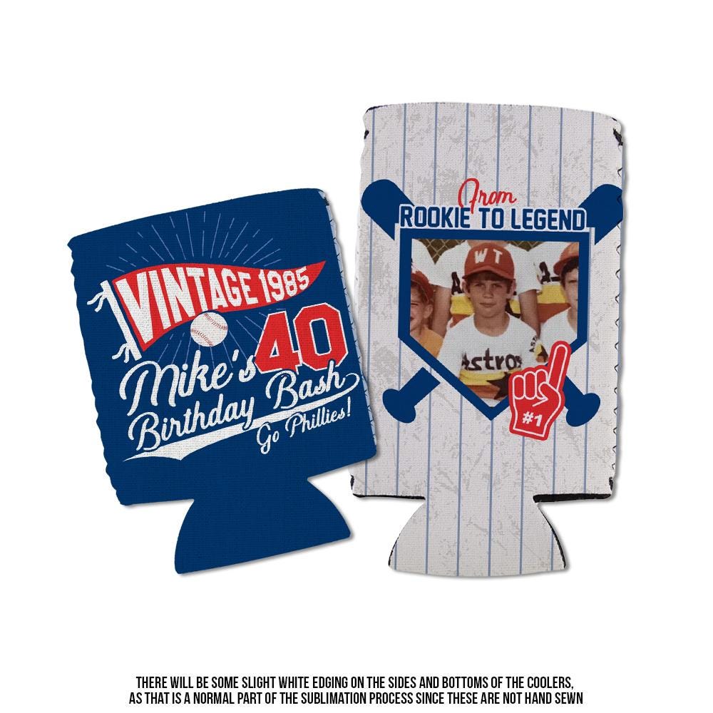 40th birthday photo slim or regular can coolie baseball theme birthday bash baseball game tailgate birthday party for 40th 50th 60th 30th