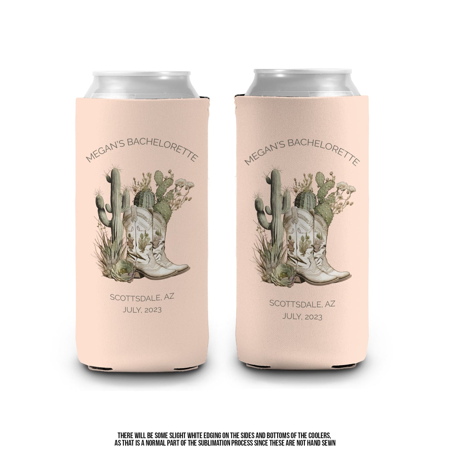 desert cowboy theme bachelorette party can coolies coolers party favors regular or slim desert scottsdale personalized can coolers MCC-234