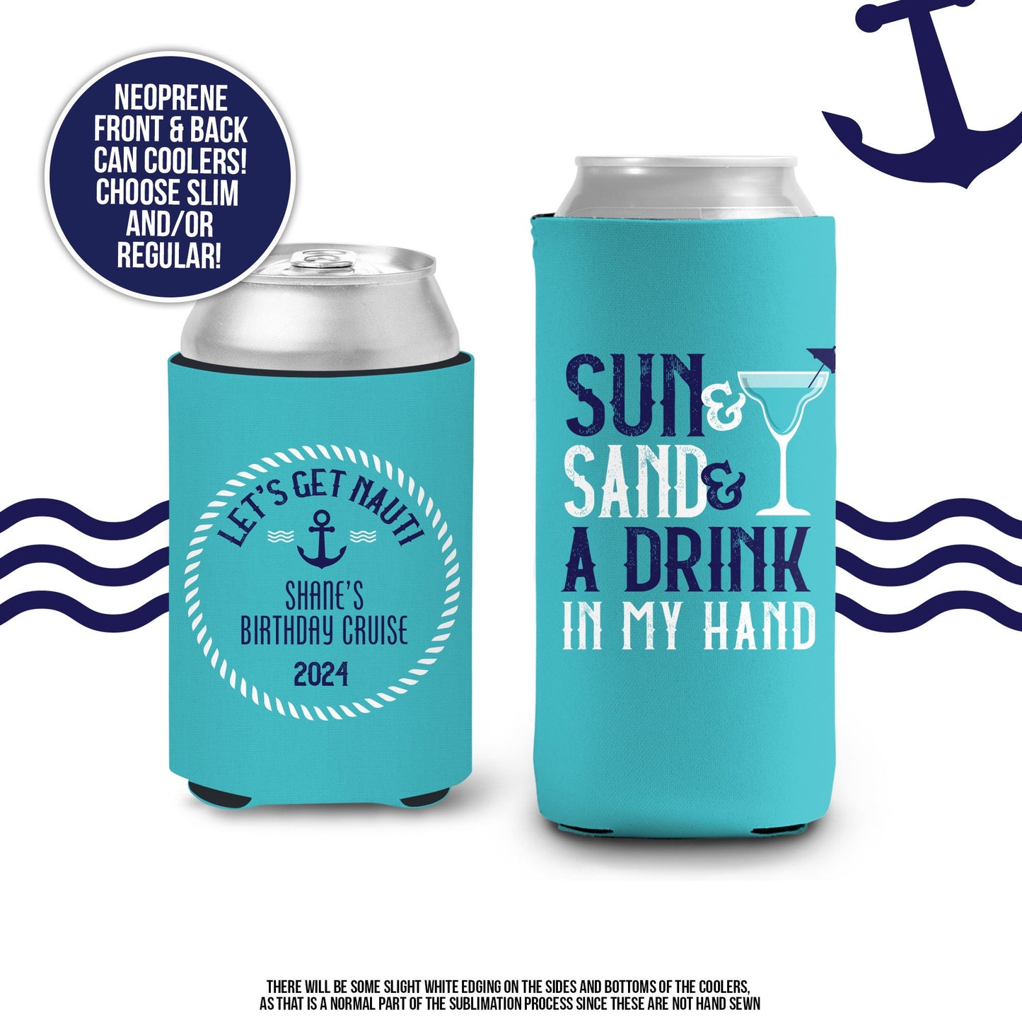 vacation can coolers | beverage insulator nautical can coolers spring break | great for family and friends vacation MCC-001