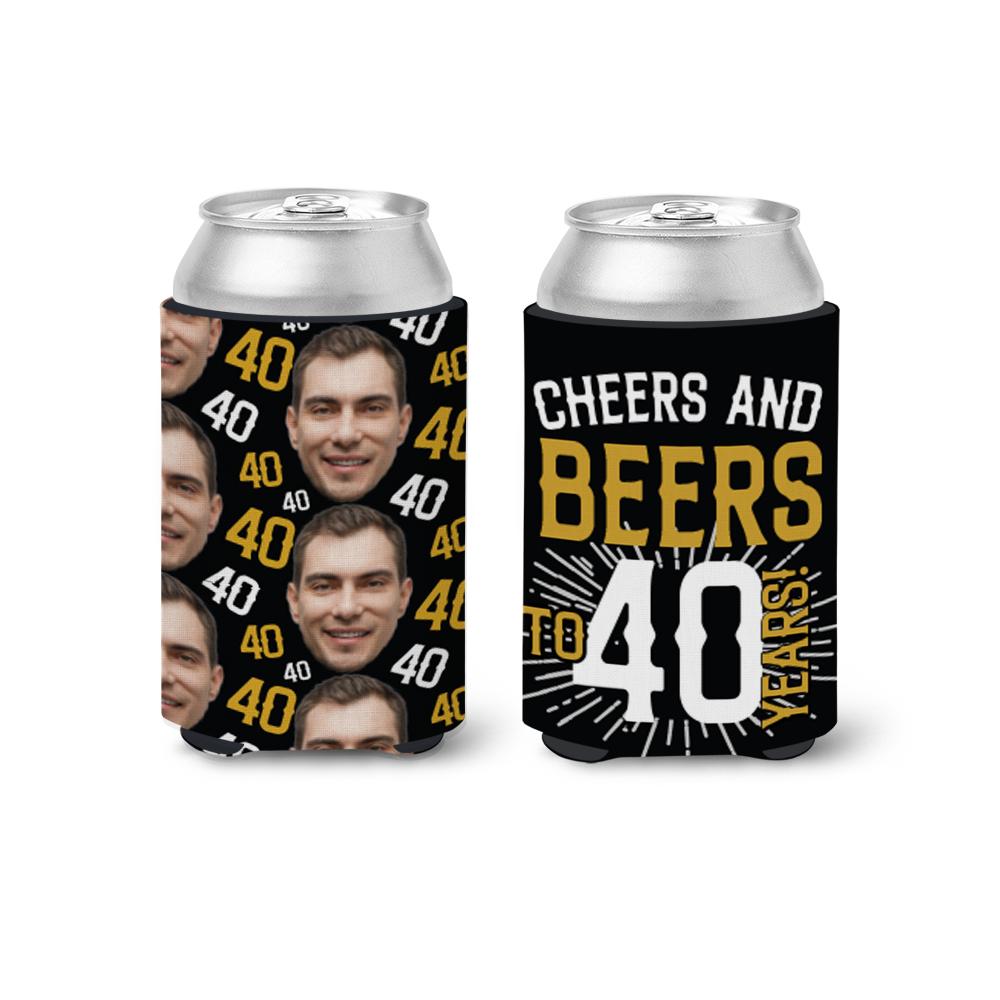cheers and beers to 30 years custom face can coolies with age and face 30th 40th 50th 60th birthday party can coolie favors