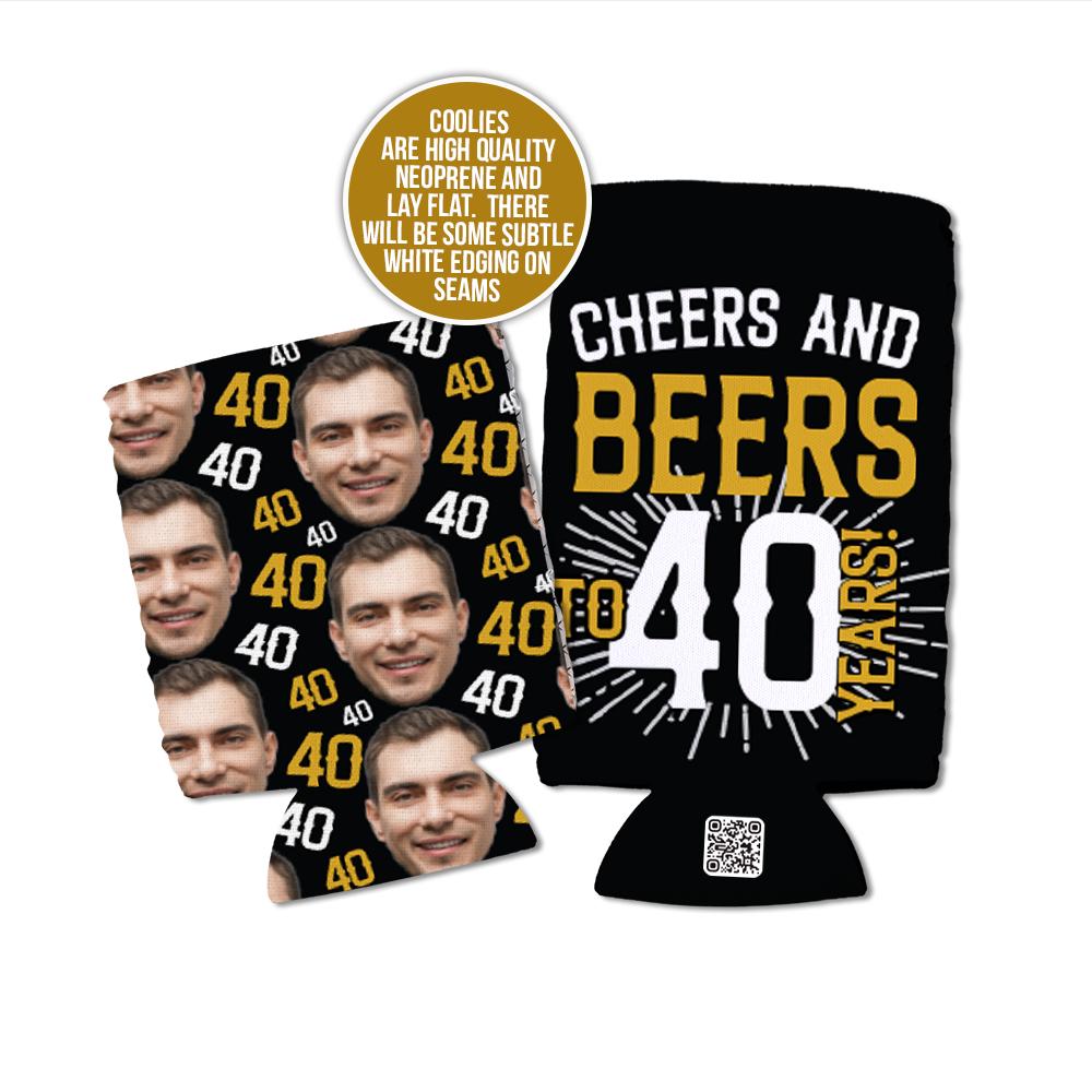 cheers and beers to 30 years custom face can coolies with age and face 30th 40th 50th 60th birthday party can coolie favors