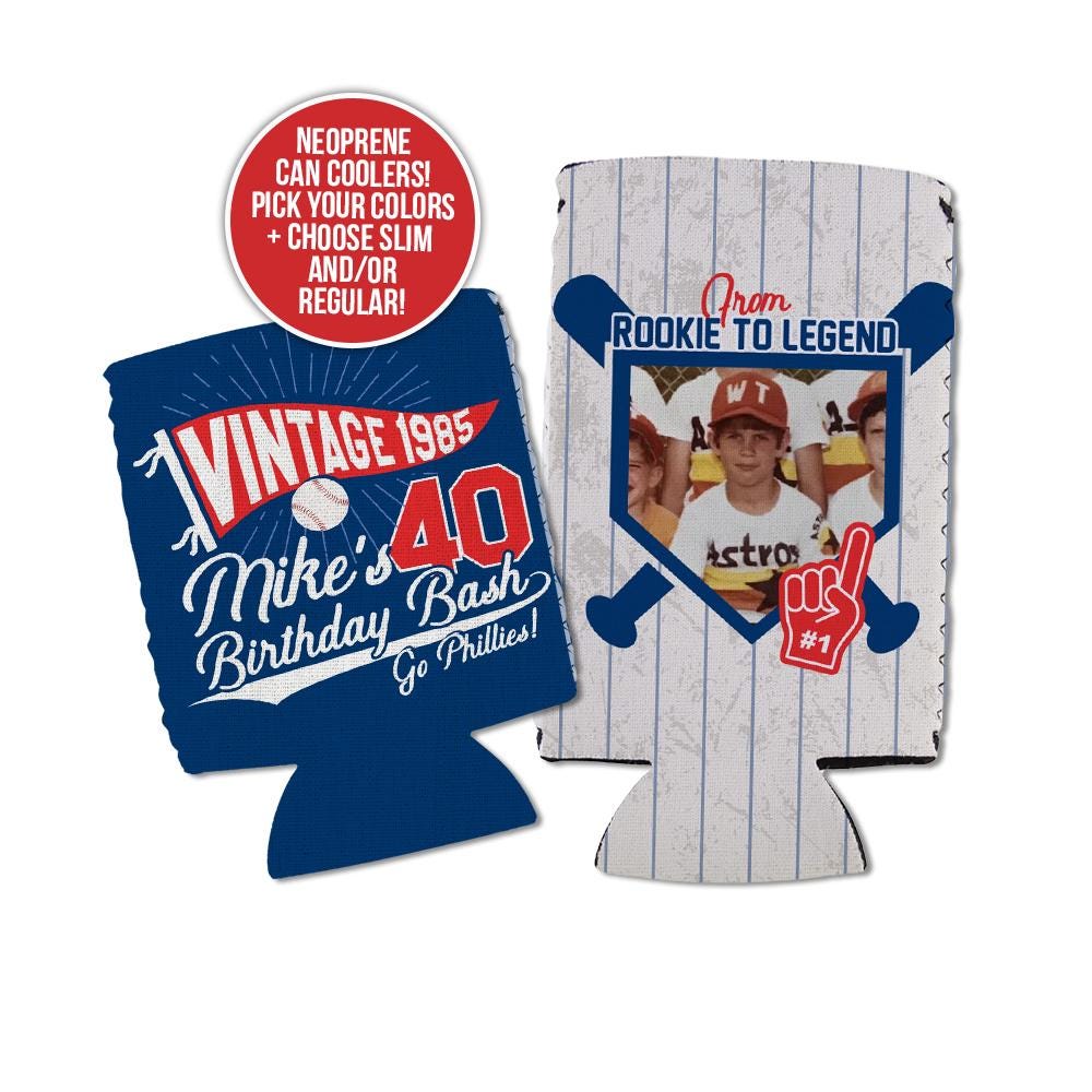 40th birthday photo slim or regular can coolie baseball theme birthday bash baseball game tailgate birthday party for 40th 50th 60th 30th
