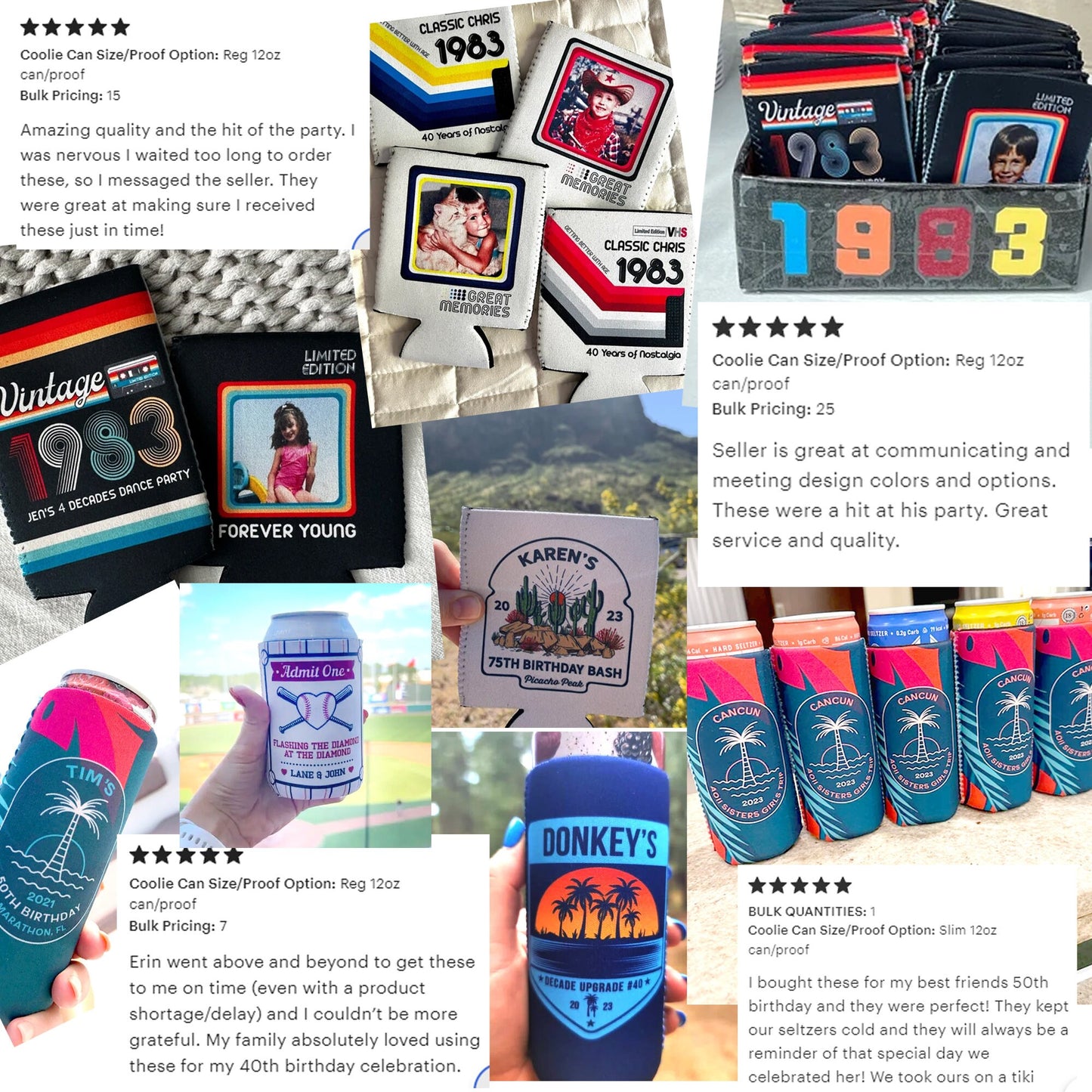 cheers and beers to 30 years custom face can coolies with age and face 30th 40th 50th 60th birthday party can coolie favors