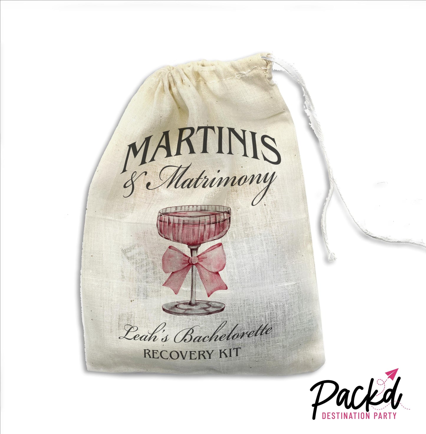 martinis and matrimony bachelorette theme party favors kit bags  bachelorette party essentials