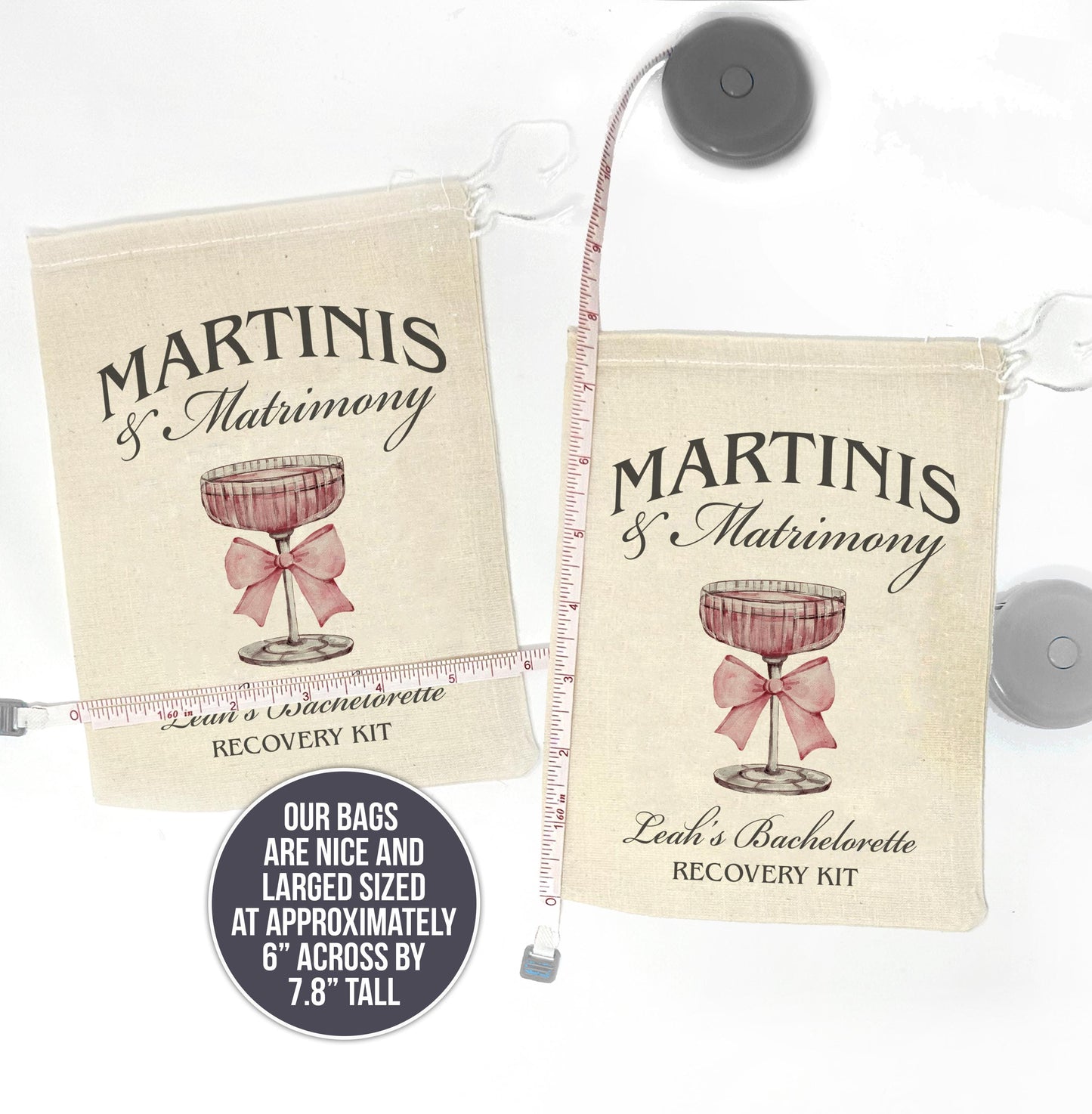 martinis and matrimony bachelorette theme party favors kit bags  bachelorette party essentials