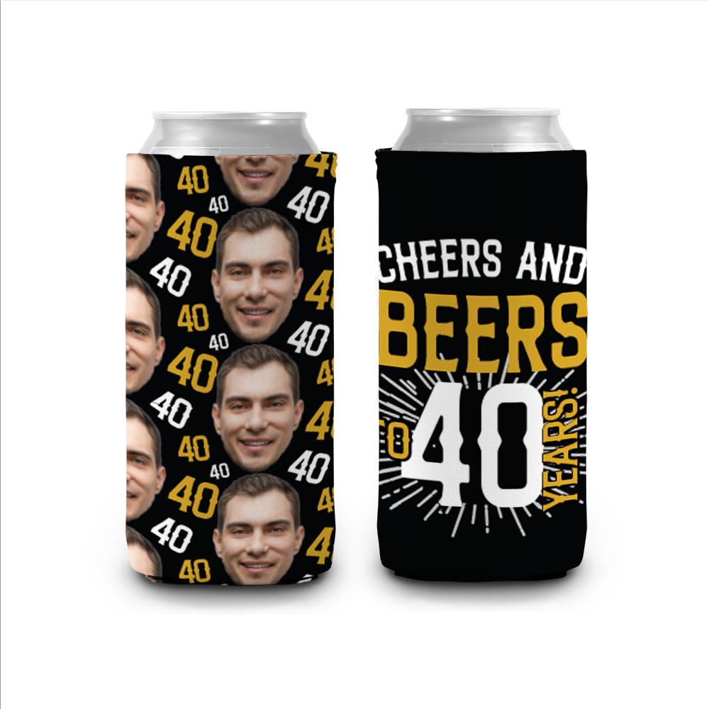 cheers and beers to 30 years custom face can coolies with age and face 30th 40th 50th 60th birthday party can coolie favors